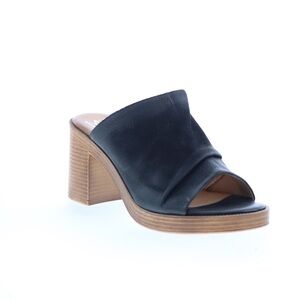 Miz Mooz Maybelle Black Leather Mules with Wooden Heel